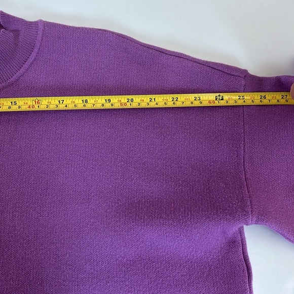 Zenana lavender mock neck bell sleeve sweater side slits slight hi-lo - Picture 13 of 16